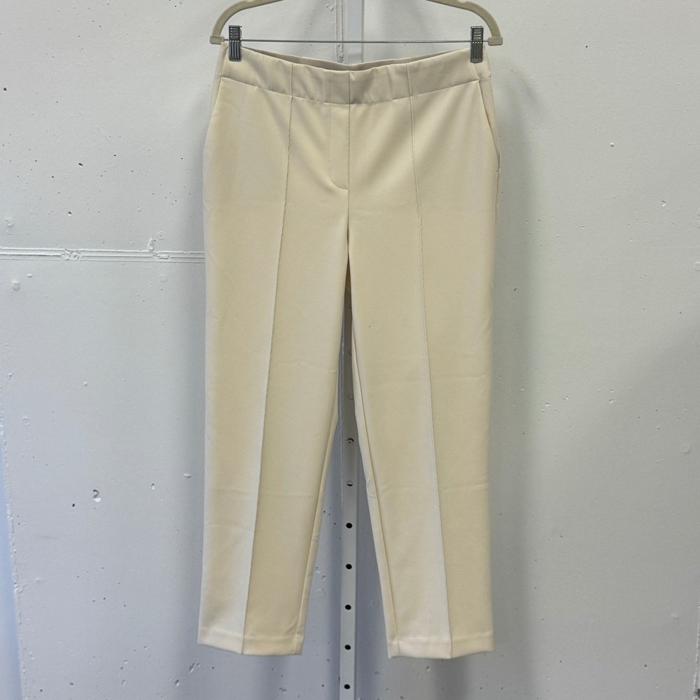 Rachel Zoe Women's Cream Raised Seam High Rise Slim Trousers Size 8 Casual